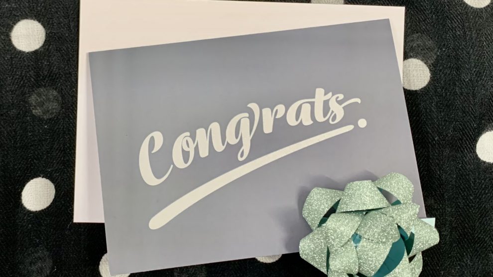 ‘congrats’ grey + silver gift card