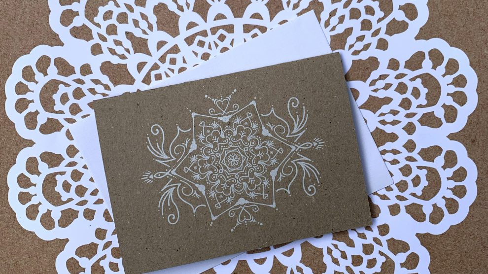 kraft + white ink ‘mandala’ gift card