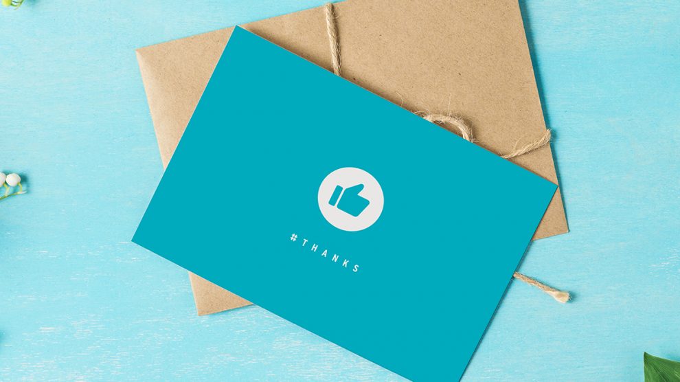 ‘#THANKS’ turquoise + silver gift card