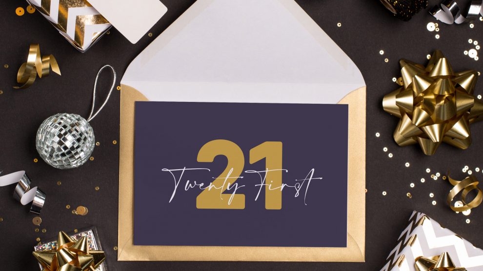 21 ‘twenty first’ purple + gold