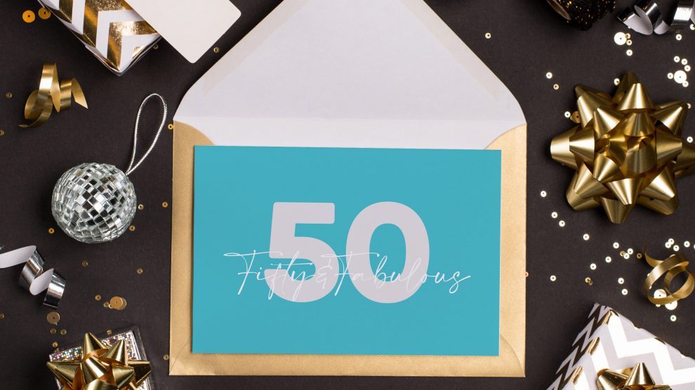 50th ‘Fifty & Fabulous’ blue + silver