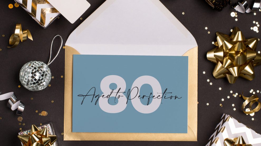 80th ‘Aged to Perfection’ blue + silver