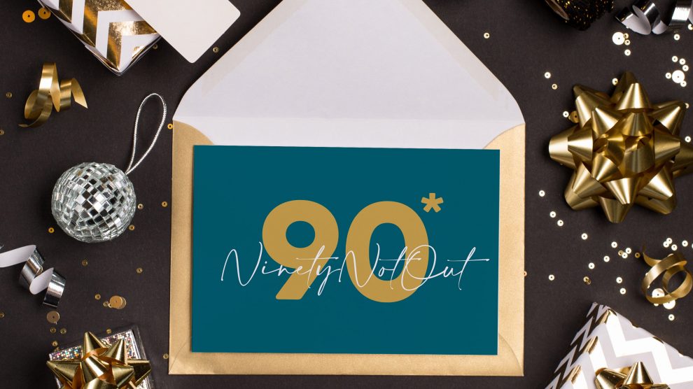 90th ’90* Not Out’ teal + gold