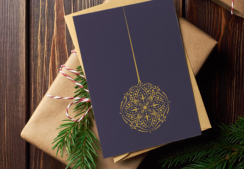 gold ‘bauble’ christmas gift card