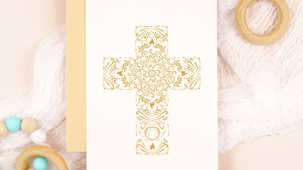 Gold Cross Greeting Card
